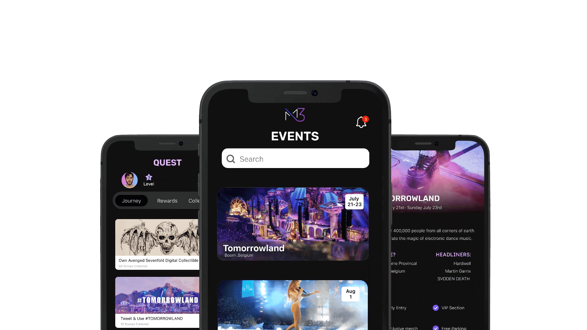 MAP3 app screens on phones