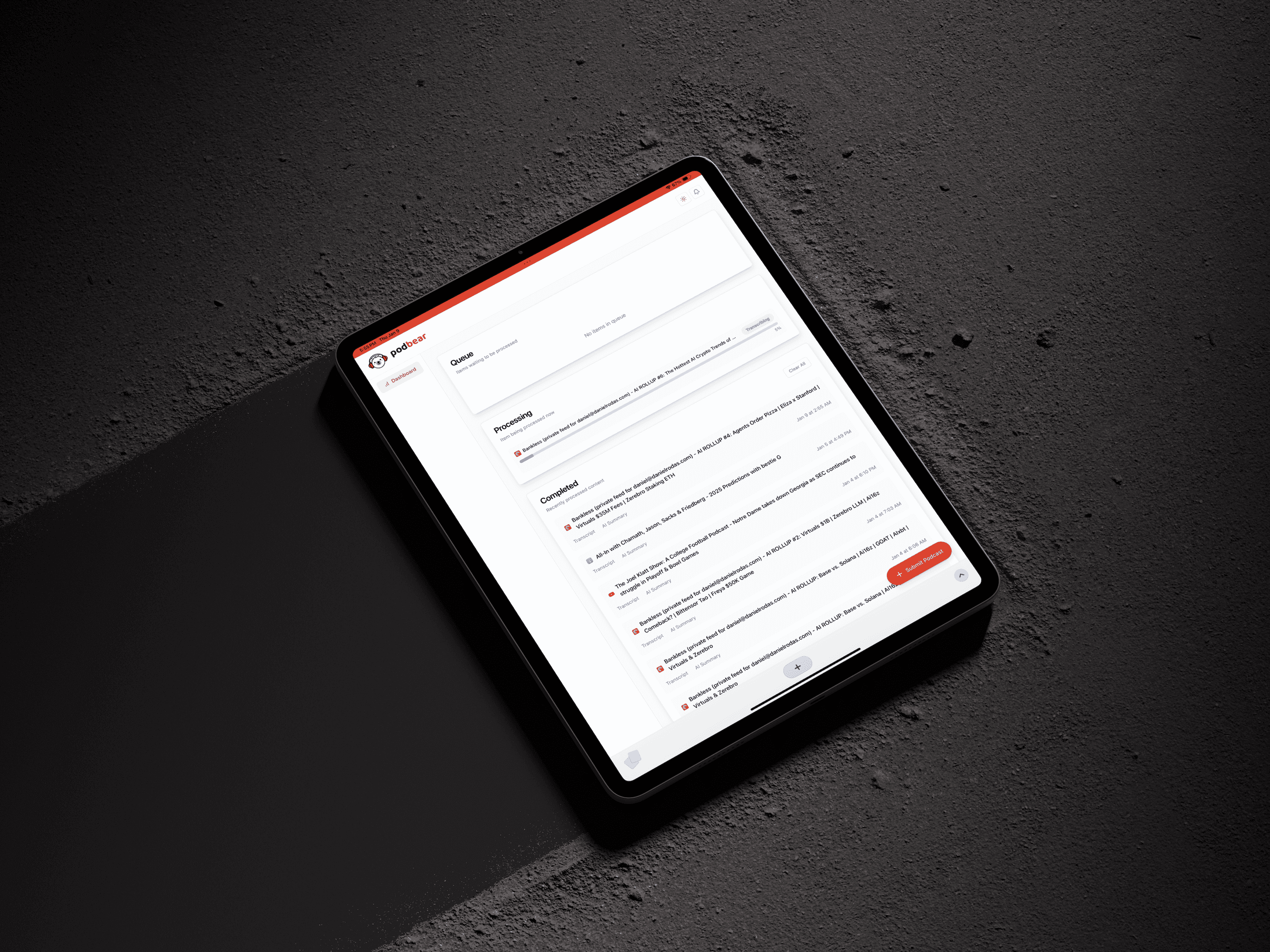 PodBear app interface